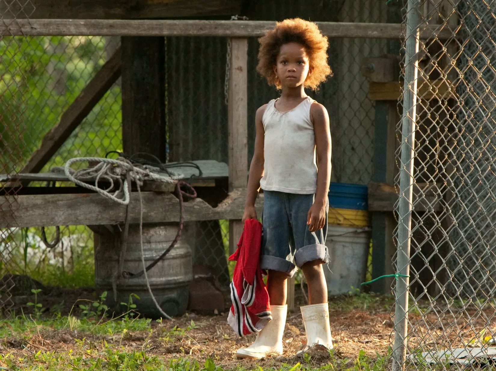 Quvenzhané Wallis as Hushpuppy in Beasts of the Southern Wild. 