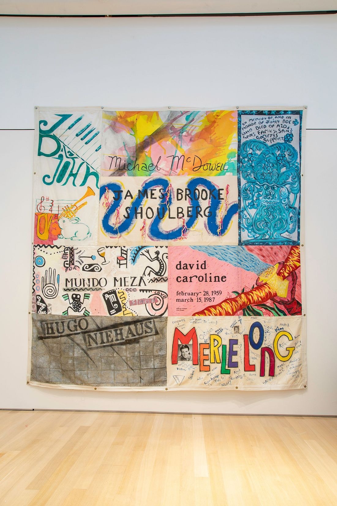 Installation image of an AIDS memorial quilt